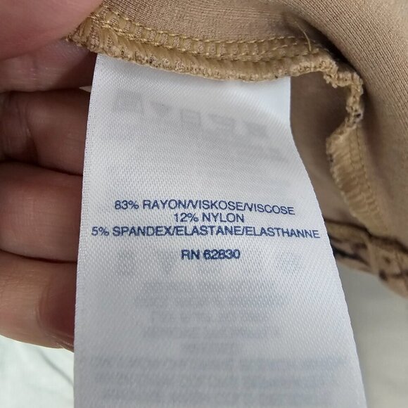 Lands" End Tan Black Animal Print Jersey Fit & Flare Dress Office Preppy 10 - Picture 13 of 15